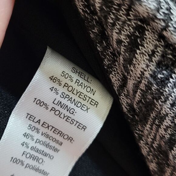 White House Black Market Gray Black Spacedye Soft Knit Faux Wrap Dress Size 4 - Picture 12 of 13